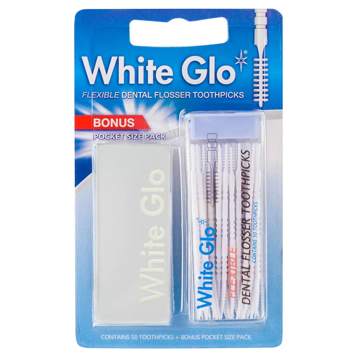 White Glo Flexible Dental Flosser Toothpicks 50