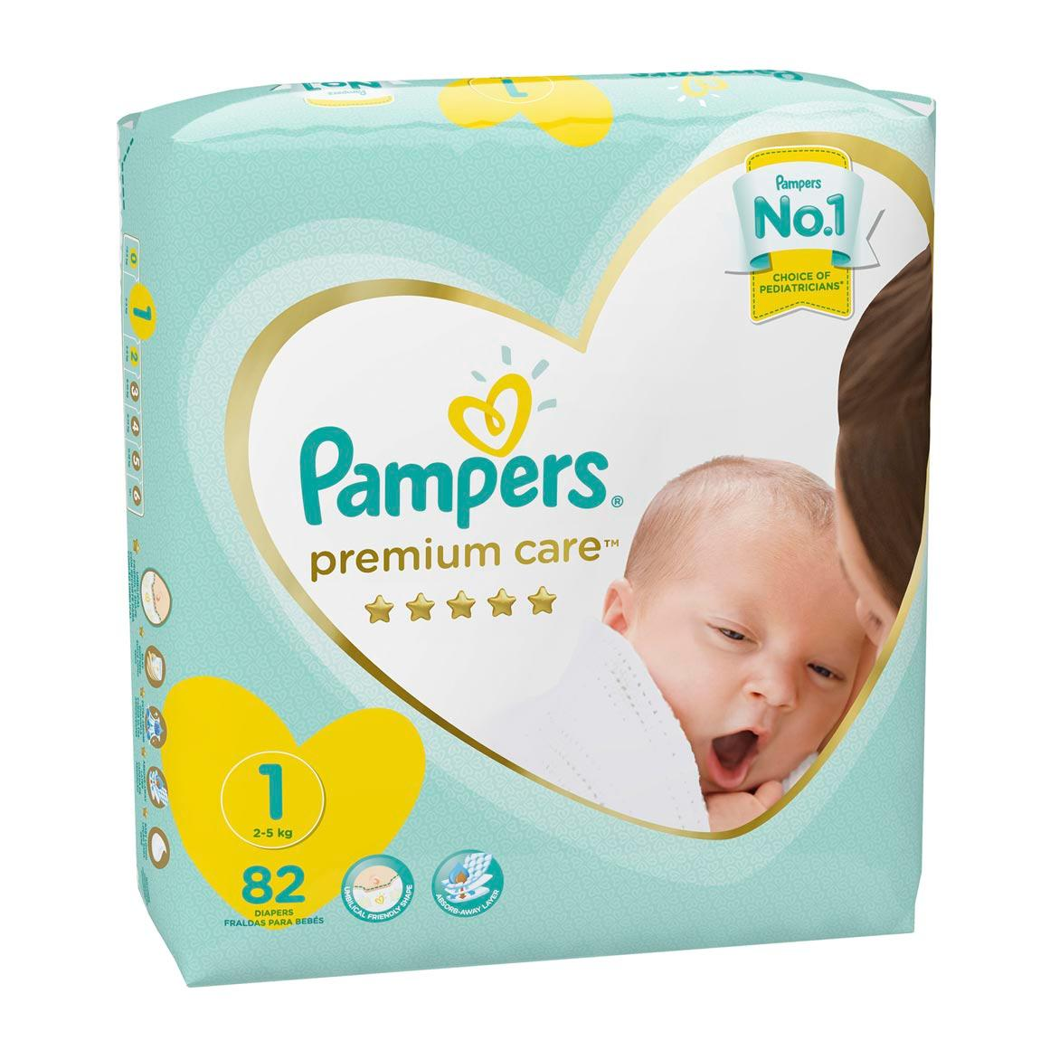 Pampers Premium Care Disposable Diapers Size 1 (2-5 kg )82's