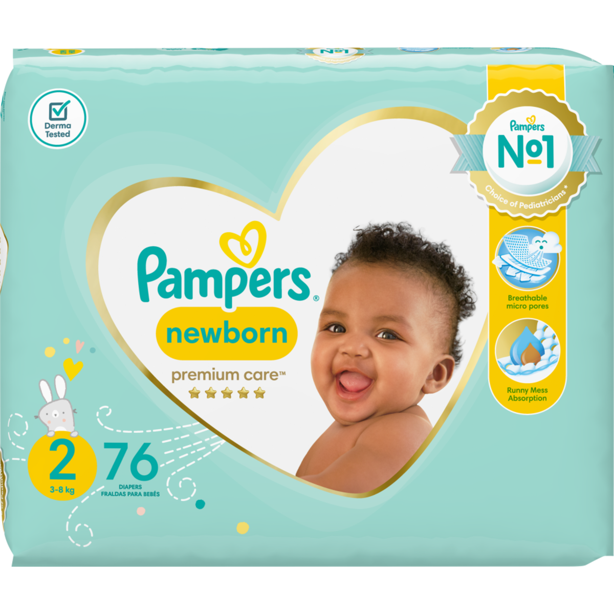 Pampers Premium Care Disposable Diapers Size 2 (3-6 kg) 76's