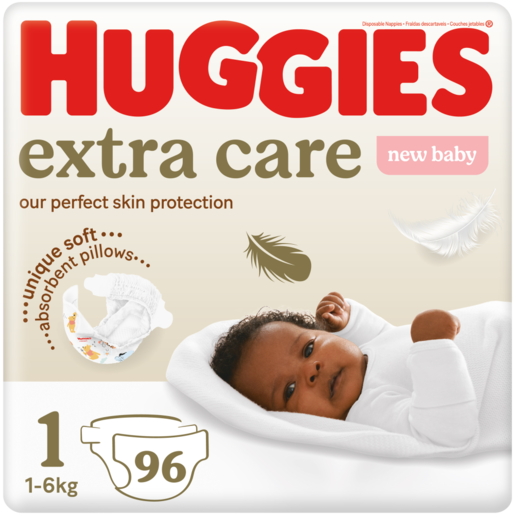 Huggies Extra Care Disposable Diapers Size 1 (1-5kg) 96's