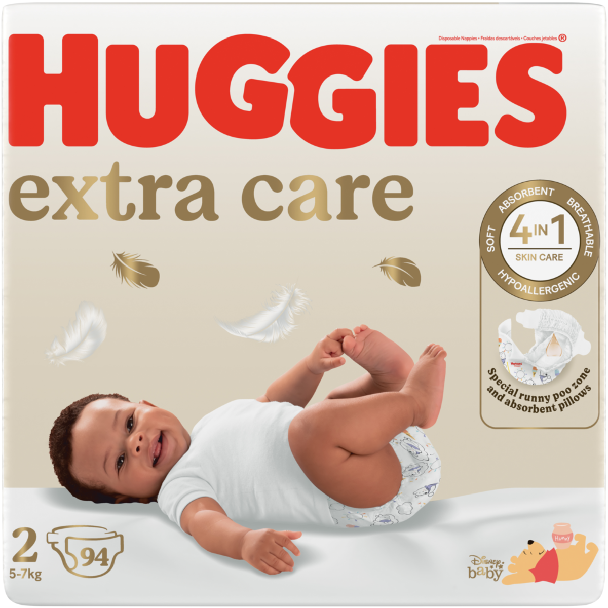 Huggies Extra Care Disposable Diapers Size 2 (5-7kg) 94's