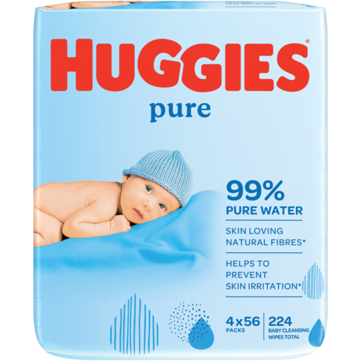 Huggies Pure Baby Wipes 4*56